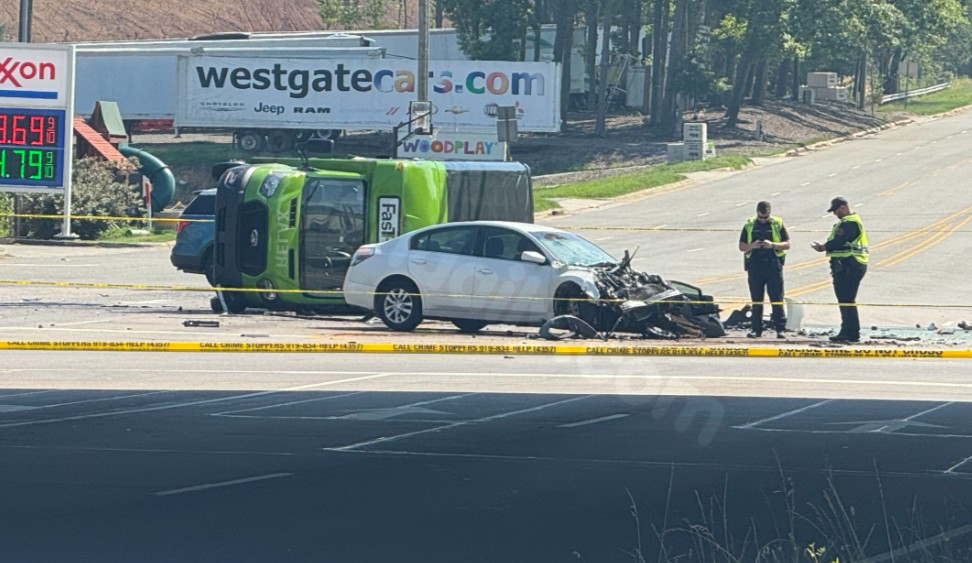 4 taken to hospital after airport shuttle bus flips in Raleigh crash near Glenwood Avenue at I-540
