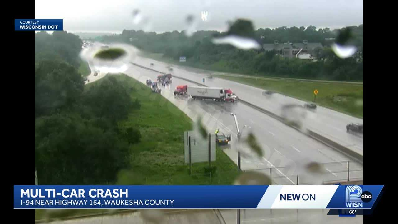 Multi-car crash involving semi shuts down I-94 in Waukesha County
