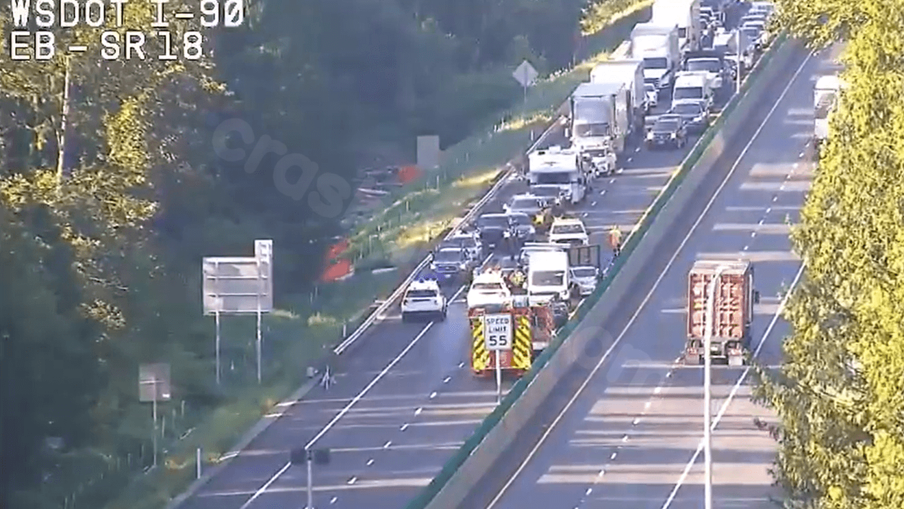 Miles-long backup after crash blocks eastbound lanes of SR 18 near I-90