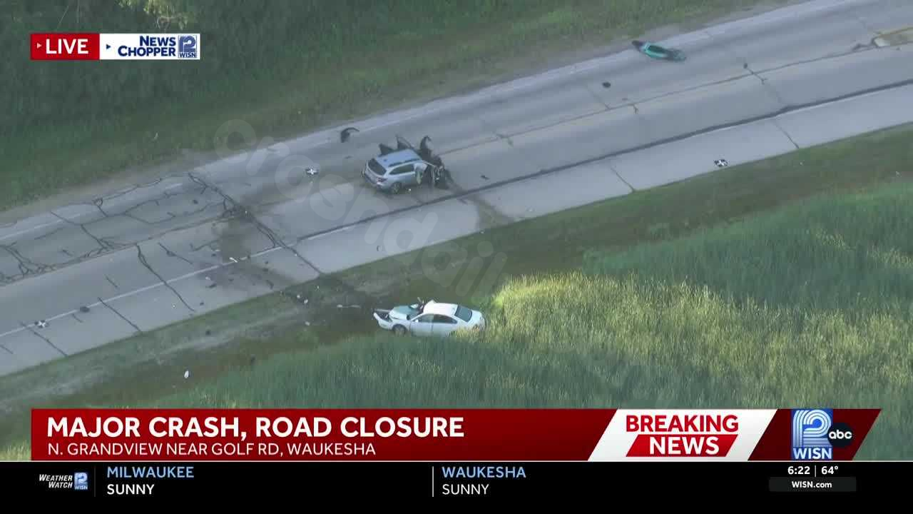 Two-vehicle crash closes Grandview Road in Waukesha County