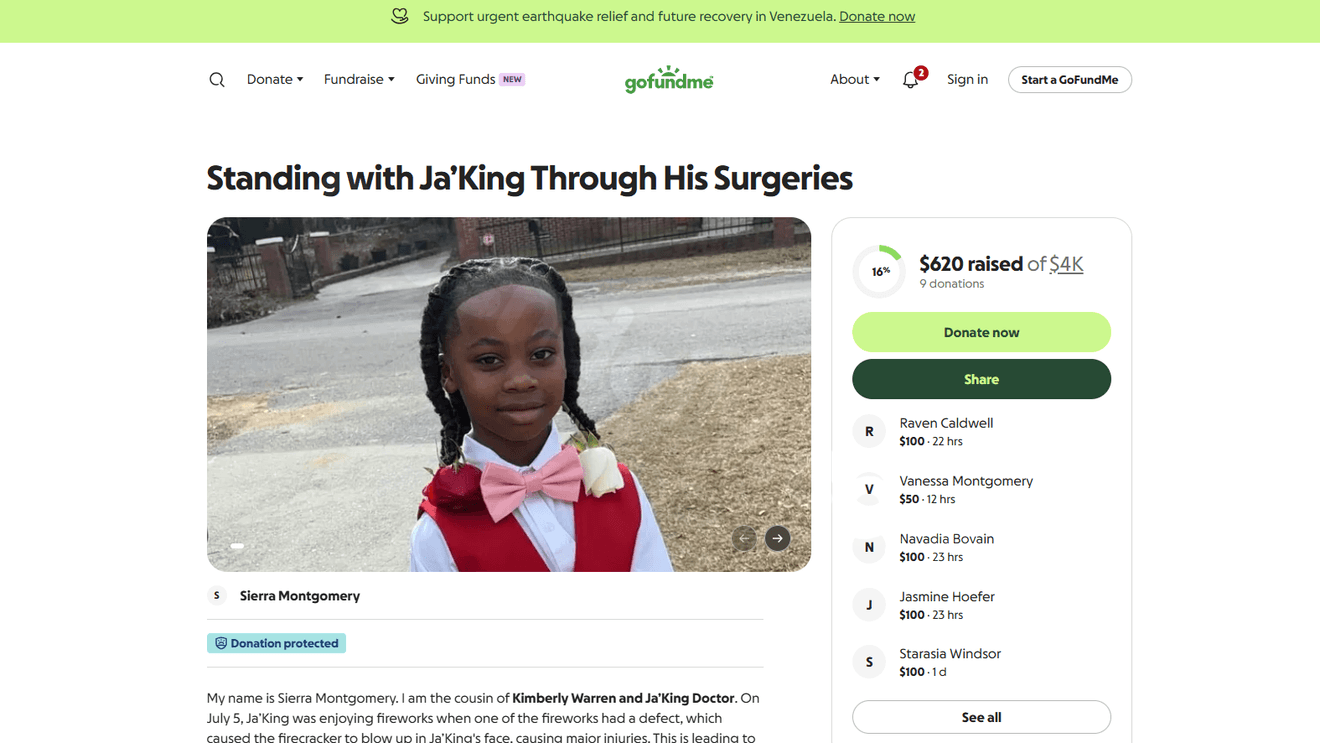 GoFundMe launched for boy injured in firework accident