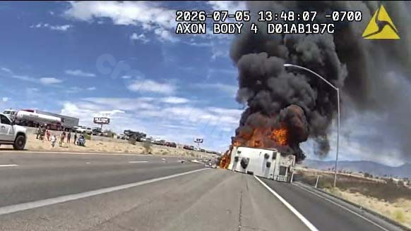 Person involved in fiery I-15 crash dies; police thank people who helped at scene
