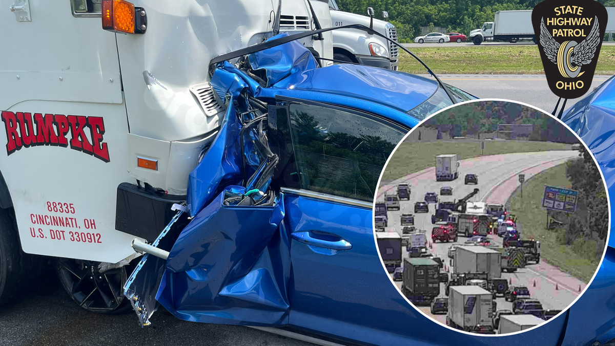 Crash involving Rumpke truck, 3 other vehicles closes lanes along I-75; 2 hospitalized