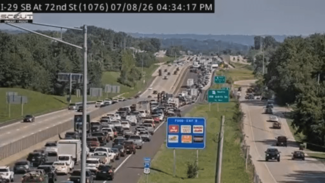 Deadly crash involving motorcycle, semi closes I-29 Wednesday afternoon