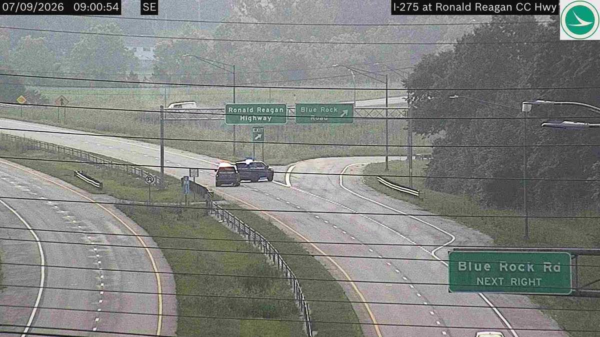 Officer hospitalized after cruiser hit on Ronald Reagan Highway; all lanes shut down