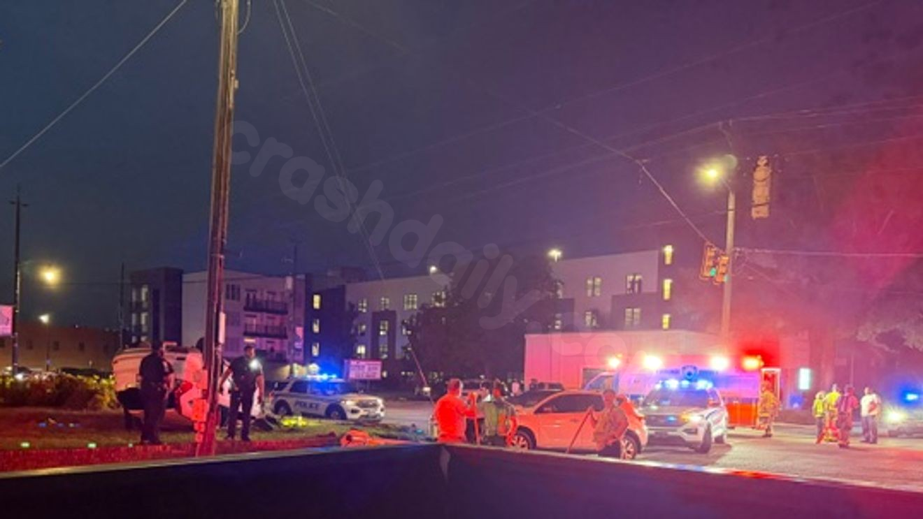 Car overturns in two-vehicle crash near downtown Florence