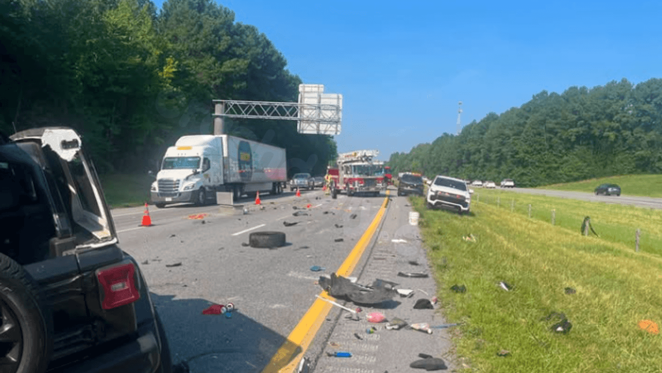 Four-vehicle crash on I-85 North at mile marker 110 backs traffic to one lane, no injuries reported