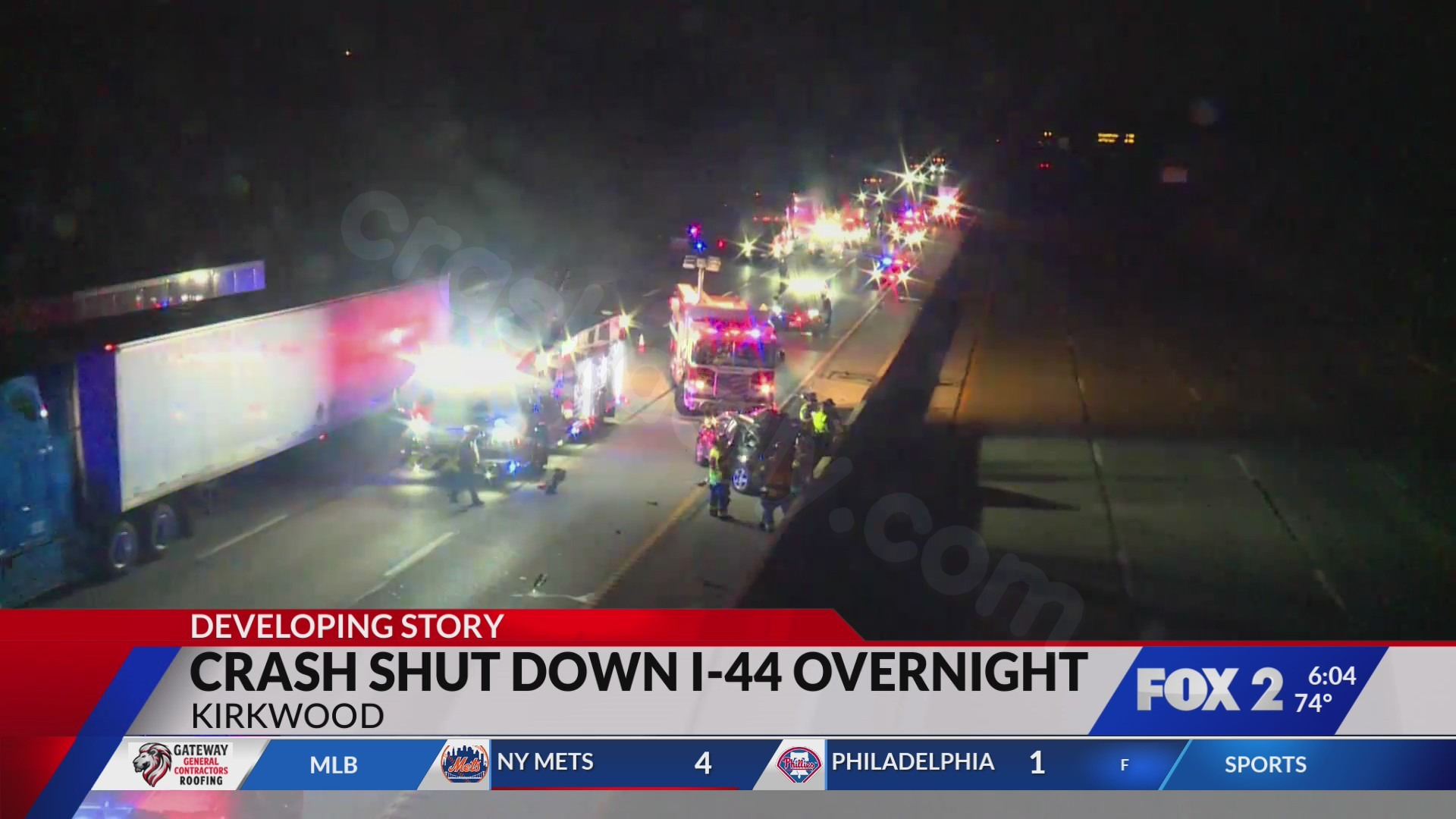 Person killed in overnight crash on Interstate 44