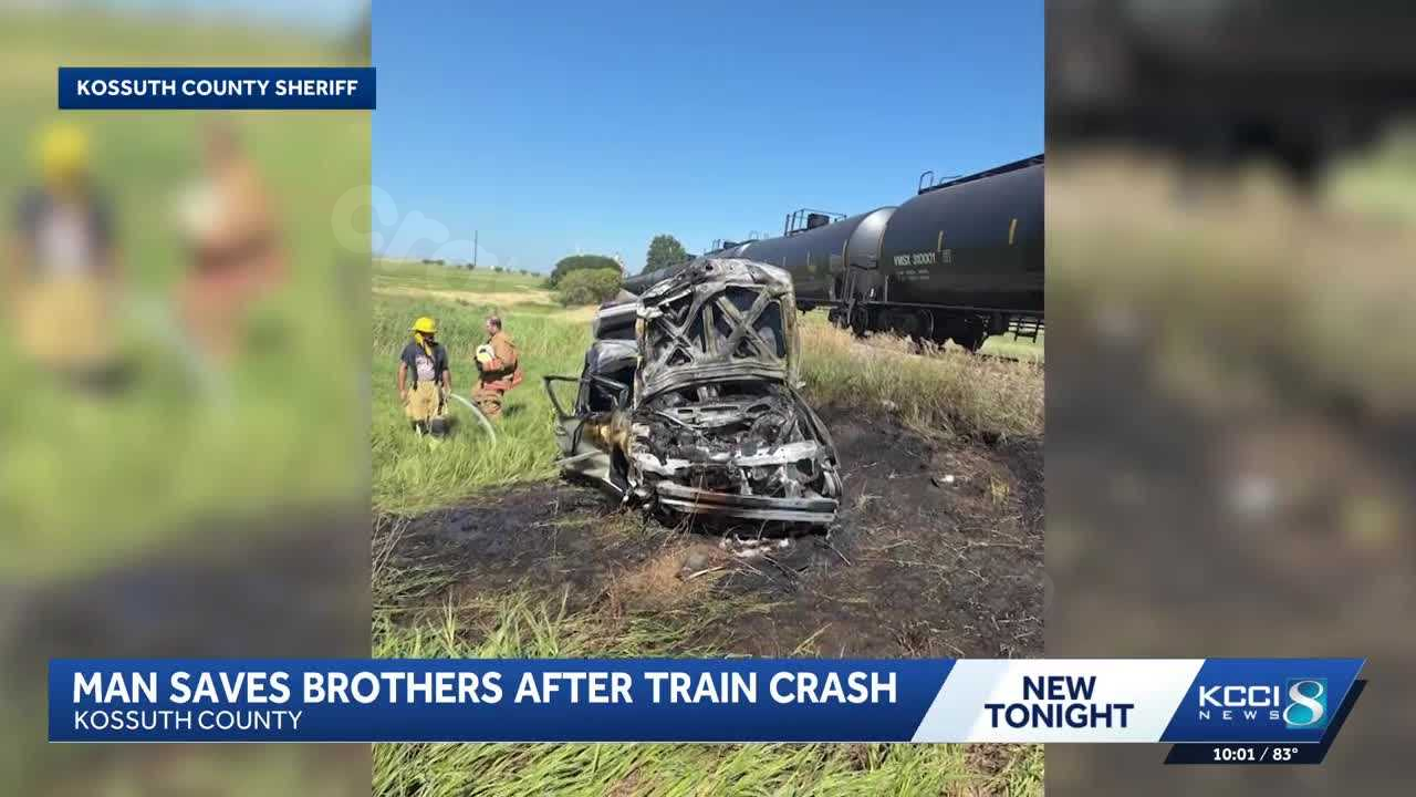 'Something had to get done': Man pulls brothers from burning car after train crash