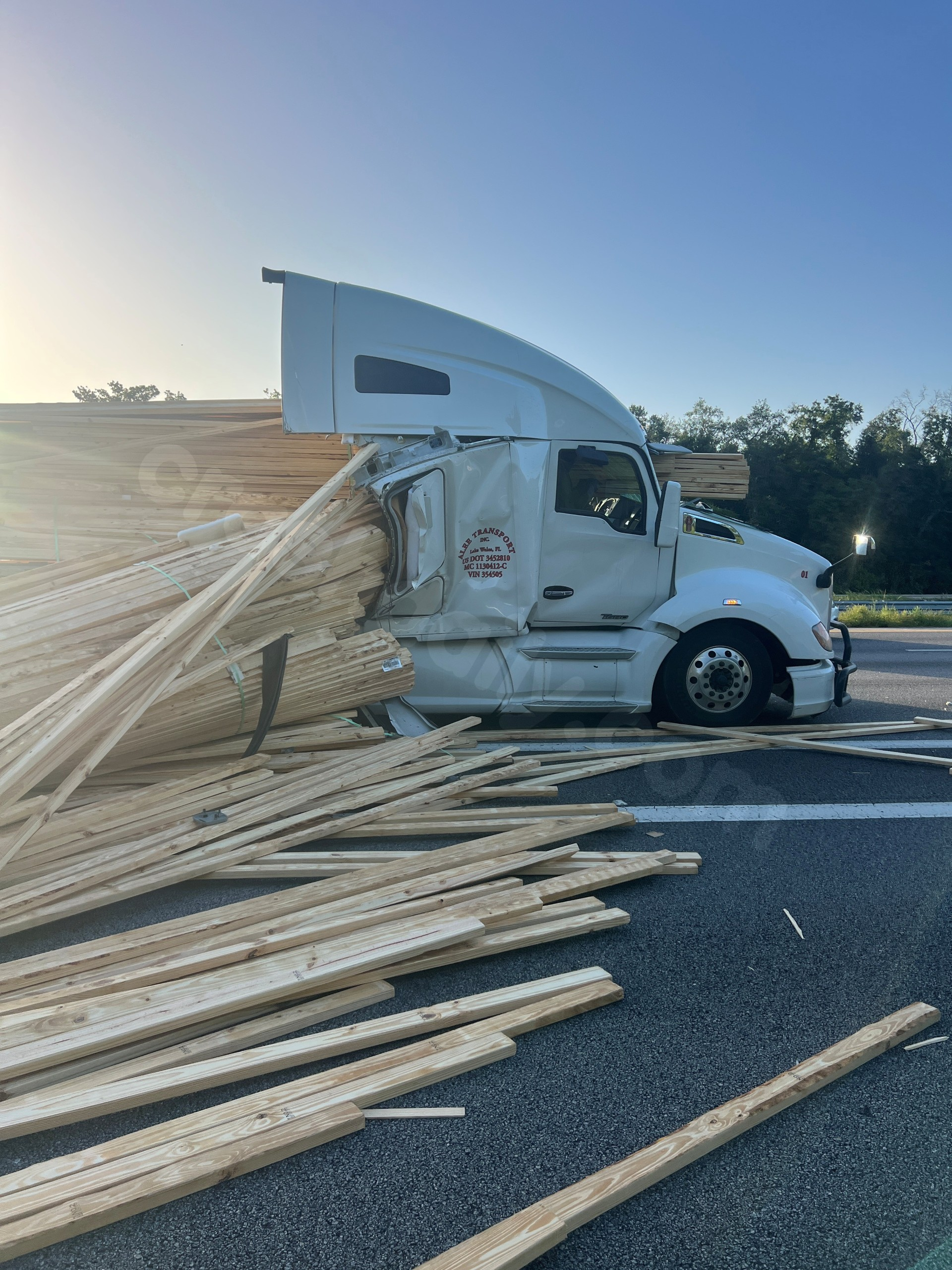 Wood planks pierce through tractor-trailer during crash on I-75: FHP