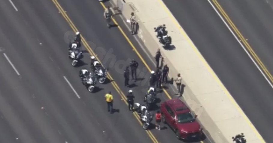 LAPD motorcycle officer involved in 405 Freeway crash near Wilshire Blvd.