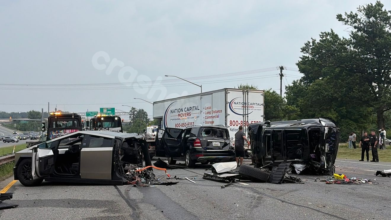 Multi-vehicle crash splits Tesla Cybertruck in half, traps several people in Maryland
