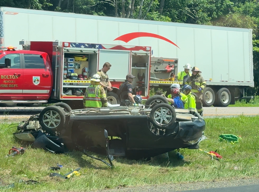 Traffic slowed on Interstate 89 after car flips into median in Bolton