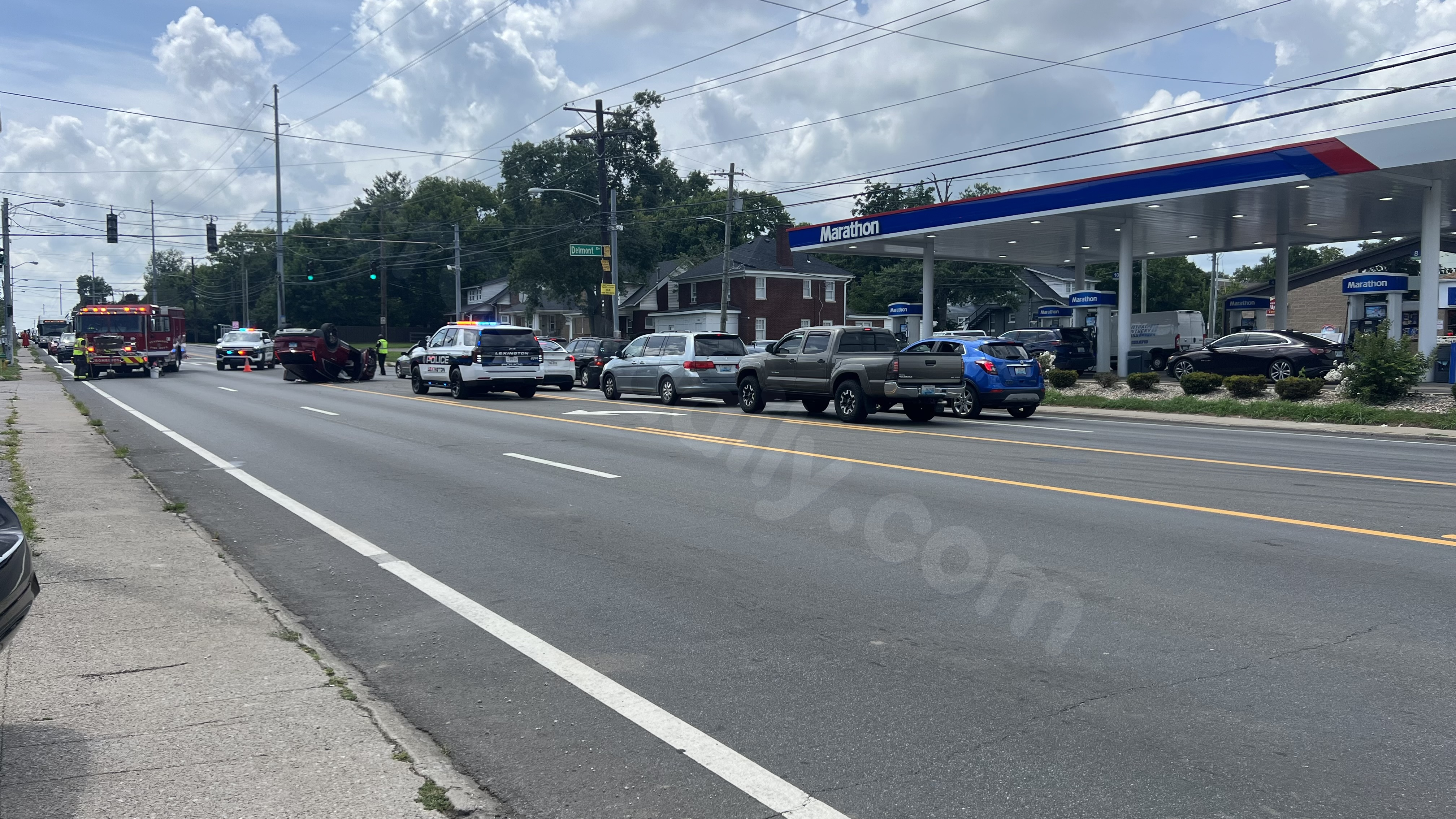 1 injured in Versailles Road turnover crash