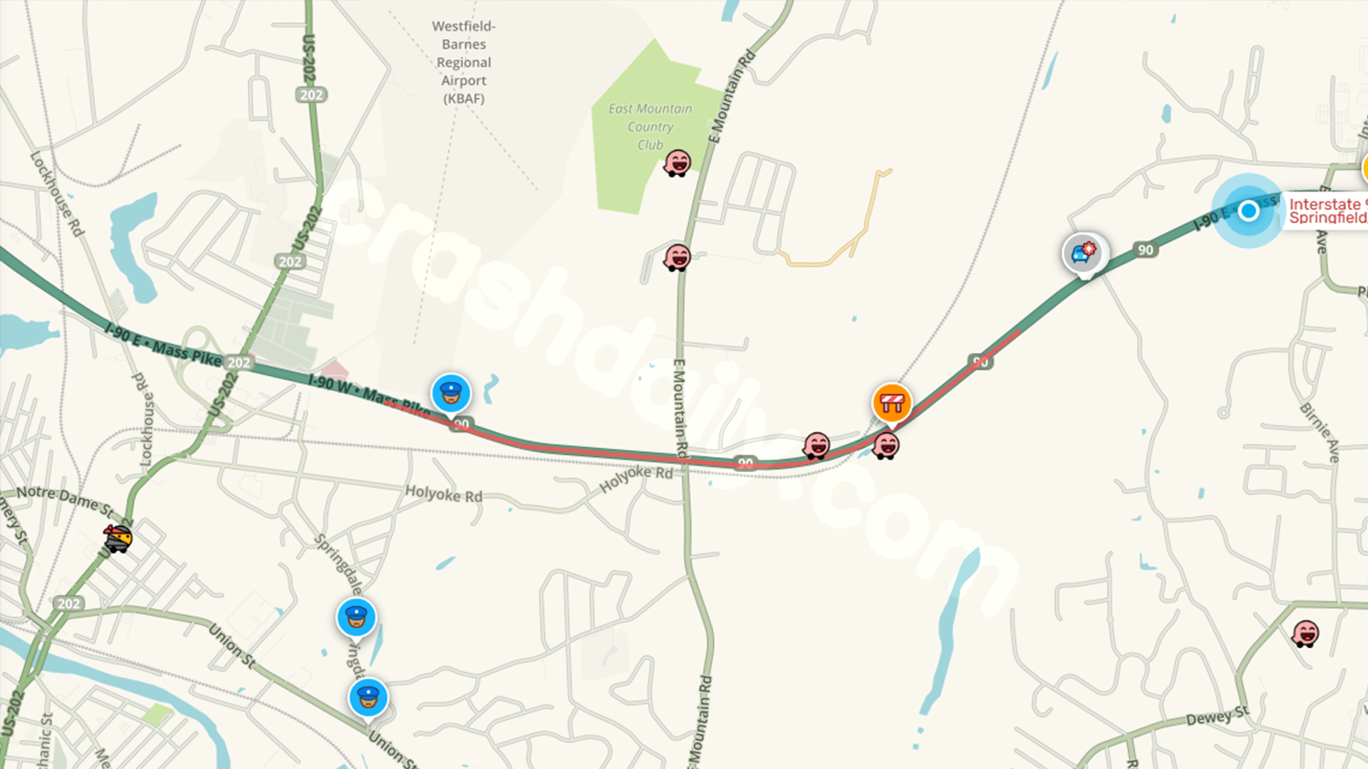 Crash on Mass Pike in West Springfield causing delays