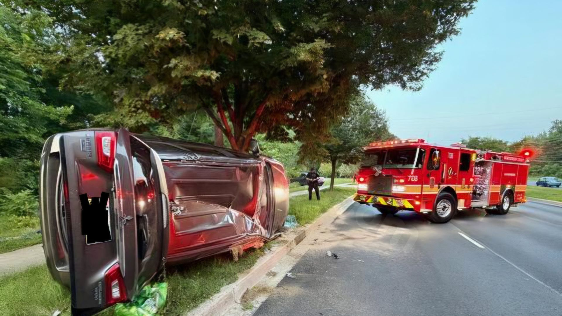 Driver pulled from overturned vehicle after collision in Gaithersburg