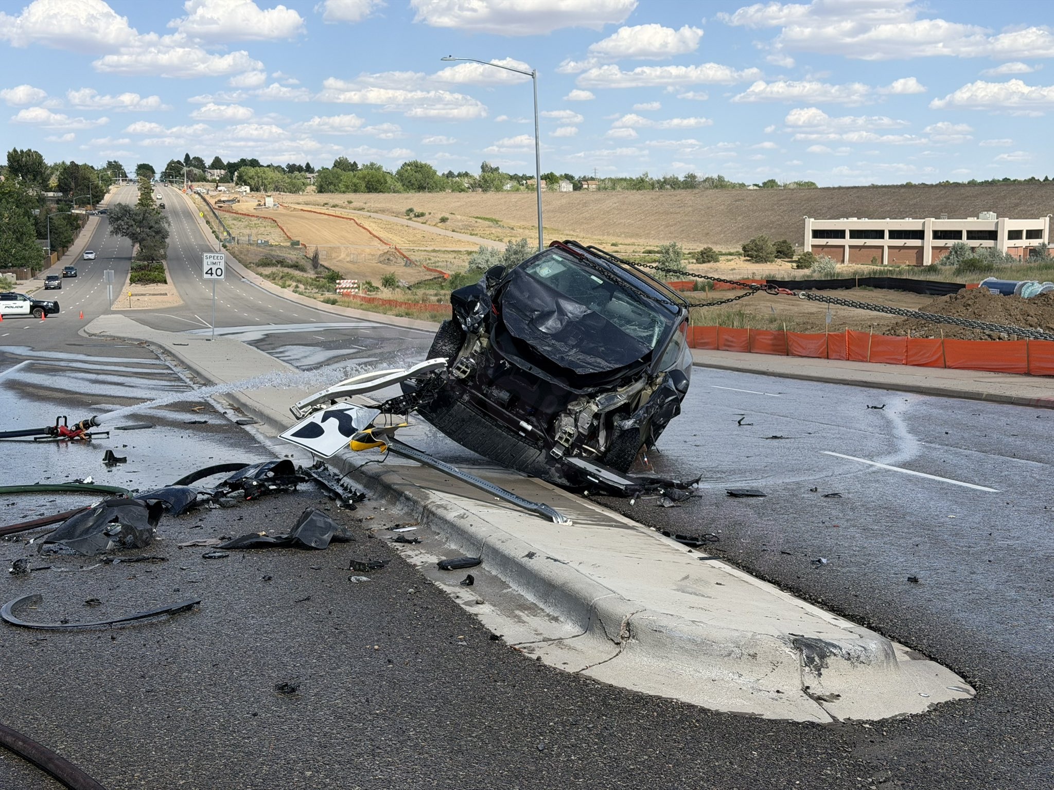 Vehicle catches fire after 2-vehicle crash in Aurora