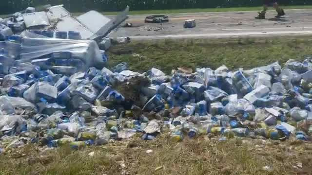 ‘Quite a pickle’: Semi crash leads to massive spill, shutting down Ohio highway