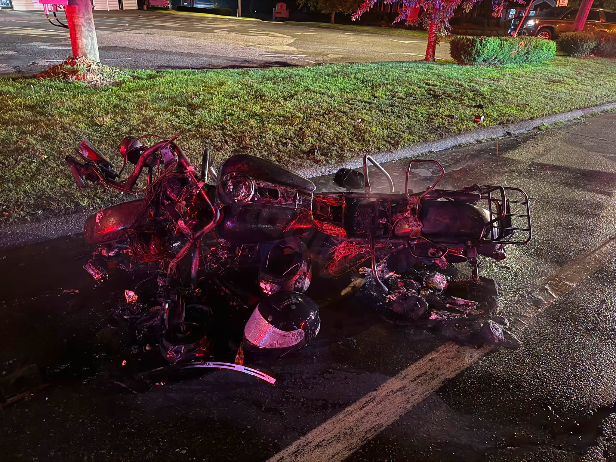 Motorcycle driver, passenger suffer burns after crash in Marlborough