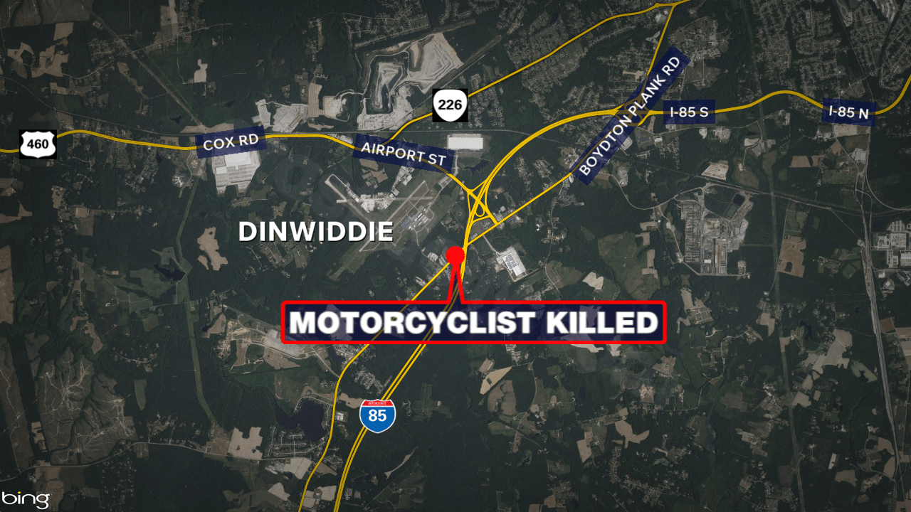 41-year-old motorcyclist killed in three-vehicle crash in Dinwiddie
