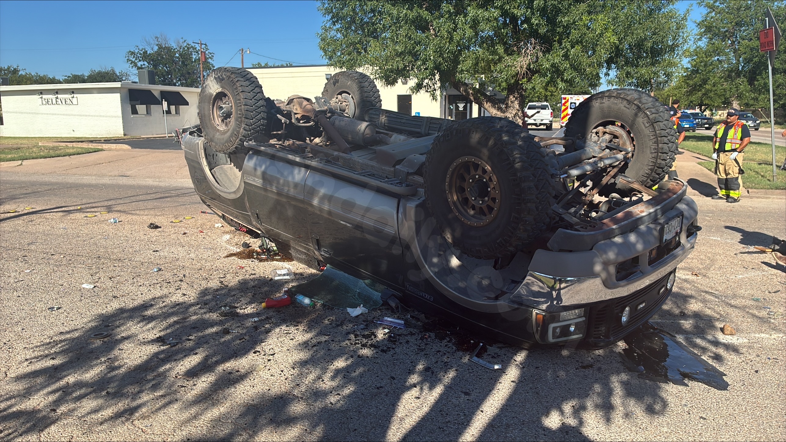 Vehicle overturns in two-car crash in North Abilene
